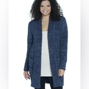 Barefoot Dreams Cozy Chic Blue Heathered Cardigan Sweater Size Large